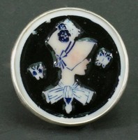 A Woman & The Pearl, 2021, antique button, pearl, sterling silver