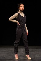 Two-Toned Shirred Dress, 2021, Made from French terry, the dress was cut along a line and shirred along the seam. Elongated sleeves create a scrunched effect.