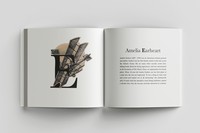 Amelia Earheart, 2021, visual biography, 8.5 in x 8.5 in