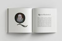 Queen Elizabeth I, 2021, visual biography, 8.5 in x 8.5 in