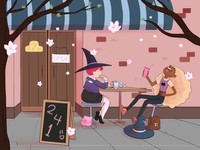 Flower Cafe, 2021, digital illustration, 12x9 inches