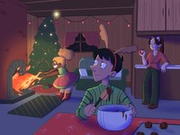 Christmas Cottage, 2021, digital illustration, 12x9 inches