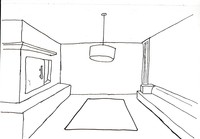 Common space sketch, 2022, this sketch details the ideas i had for a common room setup