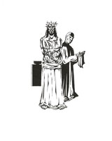 1st Station- Jesus is Condemned to Death, 2022, ink, 8 x 8 in.