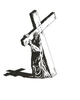 2nd Station- Jesus Carries His Cross, 2022, ink, 8 x 8 in.