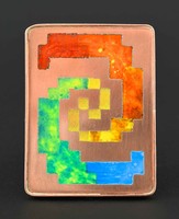 Tie Dye Brooch, 2022, enamel on copper, 2 x 1 1/2 x 3/8 in