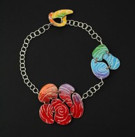 Fingerprint Necklace, 2021, enamel on copper with sterling silver chain, 15 in