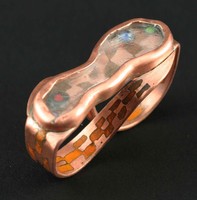 Record Ring, 2022, enamel on copper with acrylic, 3/4 x 1 1/2 x 7/8 in