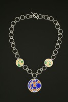 Clock Gears Necklace, 2022, enamel on fine silver, 18 in