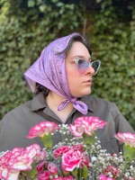 Tarot Cloth Purple, from the series, Age of Aquarius, 2022, digitally printed reactive dye on silk satin fabric, 22x22in