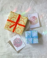 Zodiac Elements Gift Wrap with Zodiac Cards, from the series, Age of Aquarius, 2022, gift wrap: colored ink on uncoated paper, 20x29in, zodiac cards: polymer-based ink on soft touch super paper, 5x7in--slideshow