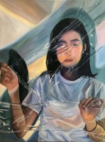 3rd Place Award: Jiaqi Wei, Comfort Zone, 2022, oil and acrylic on canvas, 36 x 48 in.