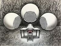 Honorable Mention: Leah Kinnon, Test Day, 2022, colored pencil, charcoal, printed digital art, 8.5 x 11 in.