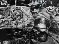 2nd Place Award: Melanie Boria, Sweet Tooth, 2022, graphite pencil on mylar film, 18 x 24 in.