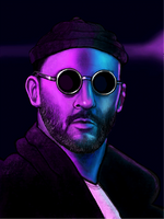 Jean Reno Portrait,2023, digital illustration of the actor jean reno in his performance in the professional.