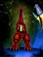 Capstone 3, 2023, my third capstone project, titled; eiffel creature, great defense war against the earth, digital painted.