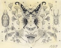 Fine Line I, 2023, ink and gouache on hard pressed watercolor paper, 8x10 in.