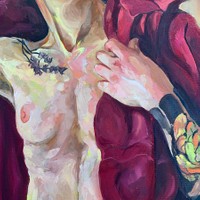 Cassane as Venus, 2023, oil on canvas, 30 x 48 in.