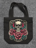 The Last Round Tote Bag, 2024, mockup of tote bag with DTG printed logo.