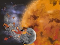 MERCURY, 2024, flying kites on mercury’s comet, 12 x 9 in.