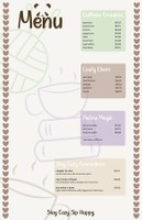 Menu, 2025, stay cozy’s designed menu, 11 x 16.5 in.