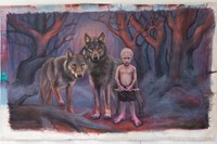 Wolf Boy, 2025, oil on canvas, 45 x 70 in.