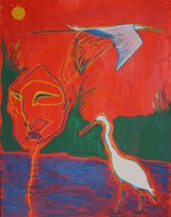 2ND Place Award, Adriana Young, The Egret and I, 2025, 2D | Senior, Martha’s Vineyard Regional High School