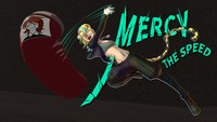 mercy's freezeframe, 2026, digitally rendered character illustration, 13 x 7.3 in.