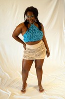 My island, my culture, 2026, triangular smocked top with pin tuck knit skirt