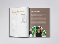 Aspire Spread 1, 2026, sample spreads of the table of contents and introduction, 16 x 10 in.