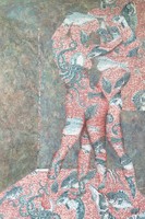 Who’s Zoomin’ Who, 2026, mixed media on stretched canvas, 56 x 36 x 1.5 in.