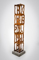 Seeds of Imagination, 2025, welded mid steel, concrete, 78 x 12 x 12 in.