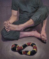 Does A Man Also Eat Himself, Also Contain Poison?, 2023, oil on canvas, 24x20 in.