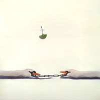 Romance in a Seamless Ecology, 2022, oil on canvas, 36 in. square