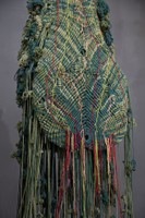 Arghavan Booyeh, Tapestry of Hope (detail), 2024, Cotton macrame cord, yarn, fabric, bronze,  45 x 23 x 12 in.