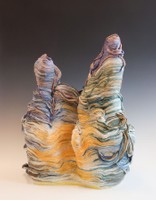 Yaren Yıldız, Untitled, 2025, From the Series Internal States Without External Lines, Mid-fired porcelain, underglazes, glazes and mason stain, 26 x 21 x 12 in.