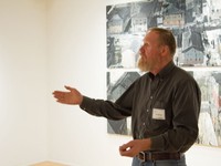 Mark Freedman speaking in gallery