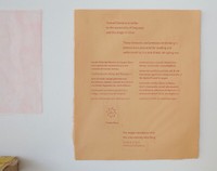 varied clarity: an index, 2021, handmade paper and ink, natural dye, cloth, reclaimed lumber, 7’ x 14’ installation. Photo credit: Hope Millham