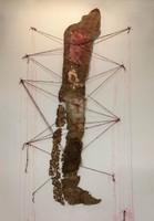 Chile; Not To Forget Them, 2018, hand-felted merino wool, dye, burlap, jute, 8.6 x 4 feet