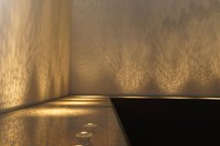 Breathing Room (detail), 2022, clay slip, glass, cabinets, led lights, sound, 112” x 96” x 20”