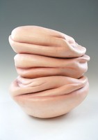 On the Mend, 2022, ceramic, silicone, medical sutures. approx. 35”x24”x24”