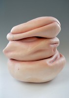 On the Mend, 2022, ceramic, silicone, medical sutures. approx. 35”x24”x24”