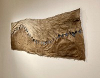 Desert's Blue Route, 2023, Paper, flax, kozo, and denim fiber, 96 x 23 in.