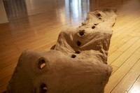 Desert's Blue Route, 2023, Paper, flax, kozo, and denim fiber, 96 x 23 in.