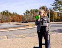 Nancy Holt: Massachusetts curator Rebecca Uchill welcomes guests to campus. November 11, 2021. Photo: Chris Diani