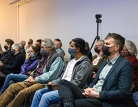 Audience in attendance at Nancy Holt: Massachusetts. November 11, 2021. Photo: Chris Diani