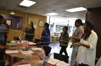 Members of the Frederick Douglass Unity House engaging in a fun activity