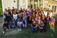 Large group of students enjoying the Leadership Retreat