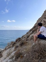 Devon Zapor '24 pictured in the Santorini island of Greece.