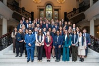 Aguilar Delgado and classmates during the annual Walk the Hill event in Boston.